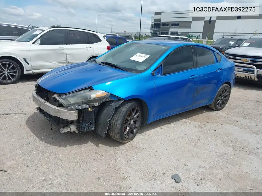 2015 Dodge Dart Se VIN: 1C3CDFAAXFD392275 Lot: 45326693