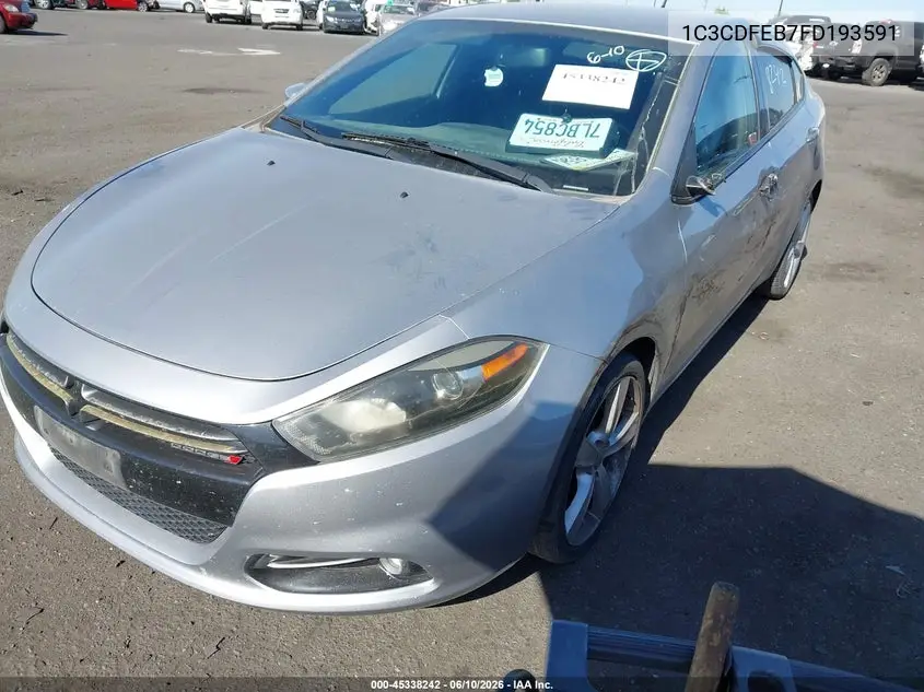 2015 Dodge Dart Gt VIN: 1C3CDFEB7FD193591 Lot: 45338242