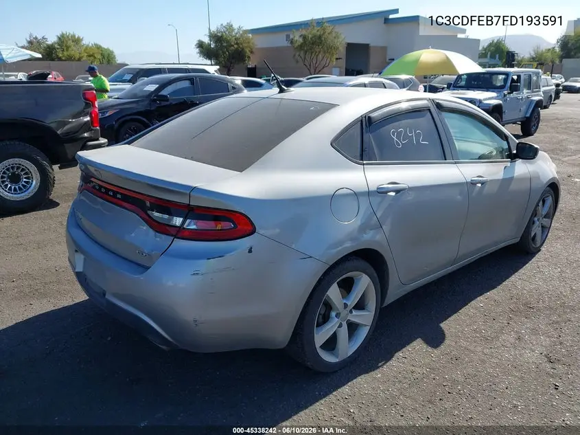 2015 Dodge Dart Gt VIN: 1C3CDFEB7FD193591 Lot: 45338242