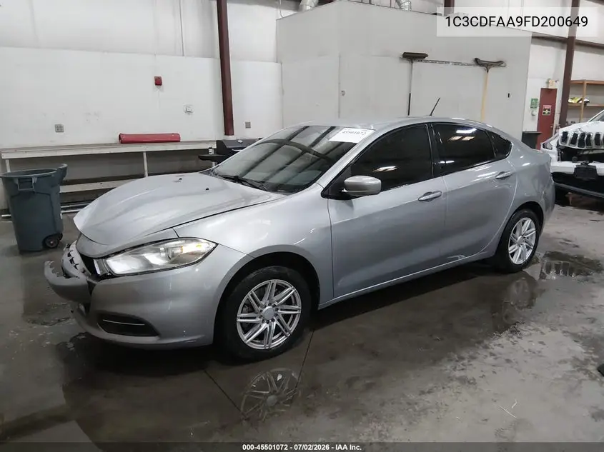 2015 Dodge Dart Se VIN: 1C3CDFAA9FD200649 Lot: 45501072