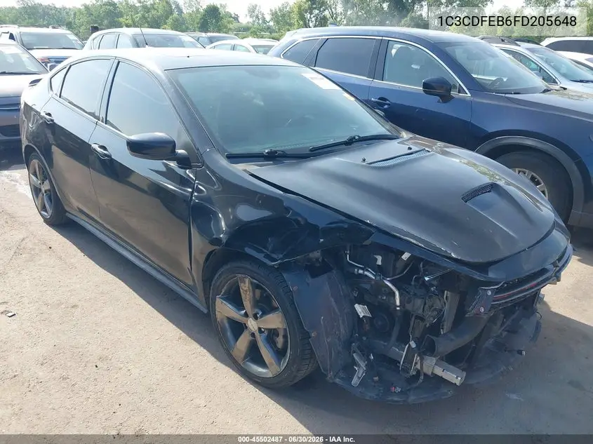2015 Dodge Dart Gt VIN: 1C3CDFEB6FD205648 Lot: 45502487