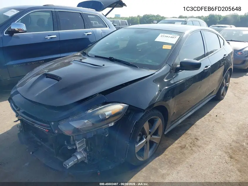 2015 Dodge Dart Gt VIN: 1C3CDFEB6FD205648 Lot: 45502487
