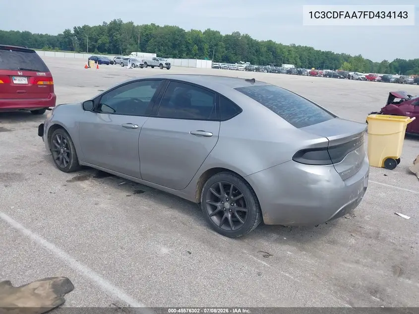 2015 Dodge Dart Se VIN: 1C3CDFAA7FD434143 Lot: 45576302
