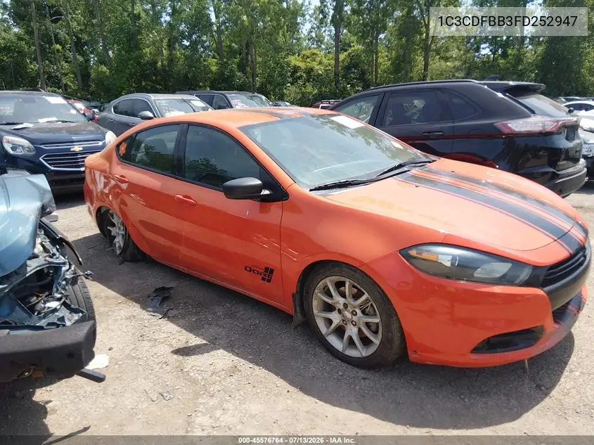 2015 Dodge Dart Sxt VIN: 1C3CDFBB3FD252947 Lot: 45576764