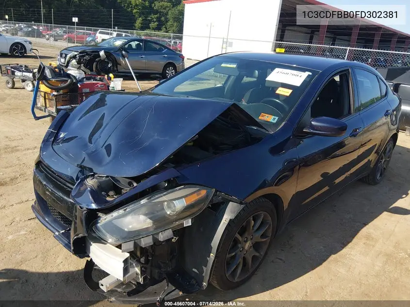 2015 Dodge Dart Sxt VIN: 1C3CDFBB0FD302381 Lot: 45607004