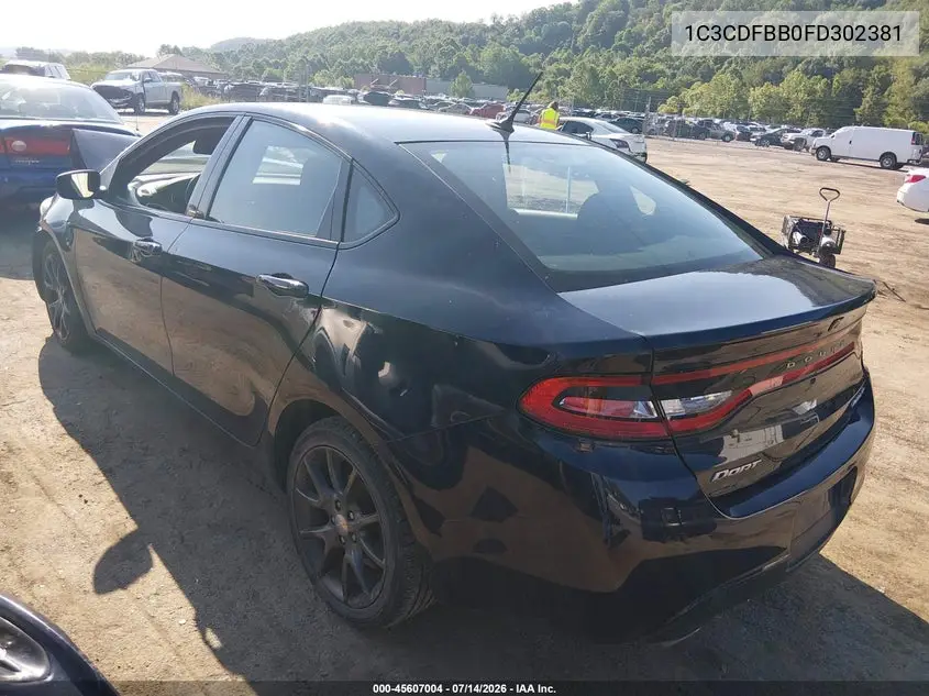 2015 Dodge Dart Sxt VIN: 1C3CDFBB0FD302381 Lot: 45607004
