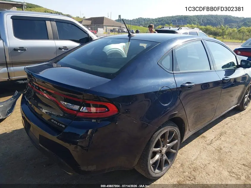 2015 Dodge Dart Sxt VIN: 1C3CDFBB0FD302381 Lot: 45607004