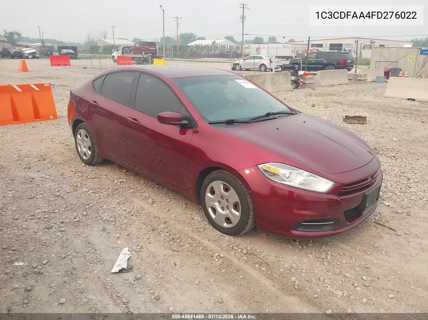 2015 Dodge Dart Se VIN: 1C3CDFAA4FD276022 Lot: 45641469