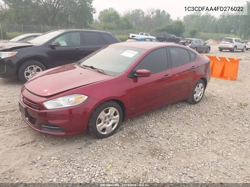 2015 Dodge Dart Se VIN: 1C3CDFAA4FD276022 Lot: 45641469