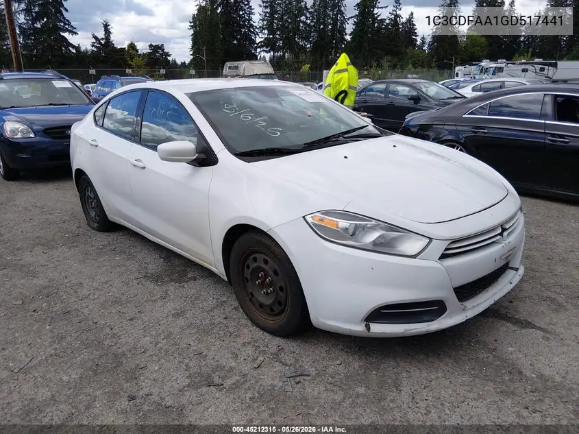 2016 Dodge Dart Se VIN: 1C3CDFAA1GD517441 Lot: 45212315