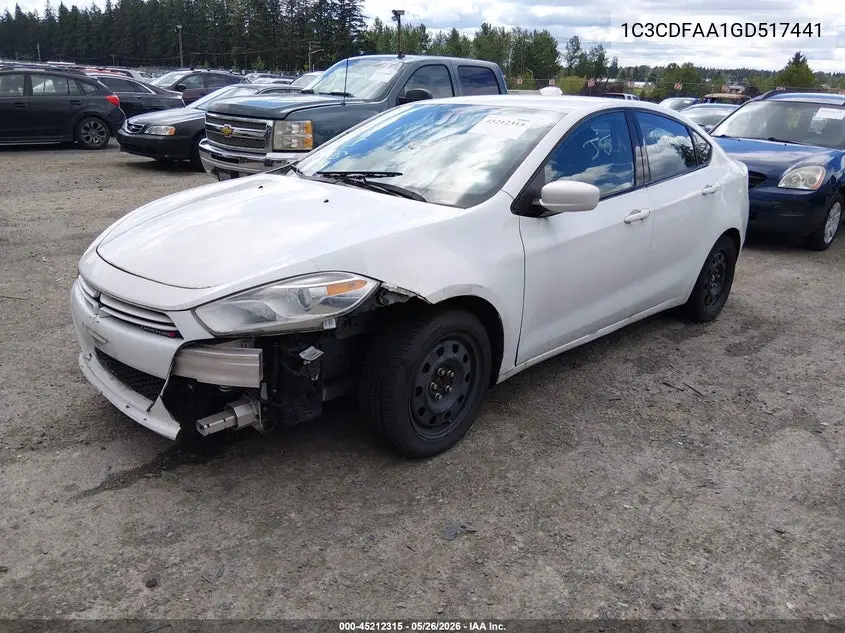 2016 Dodge Dart Se VIN: 1C3CDFAA1GD517441 Lot: 45212315