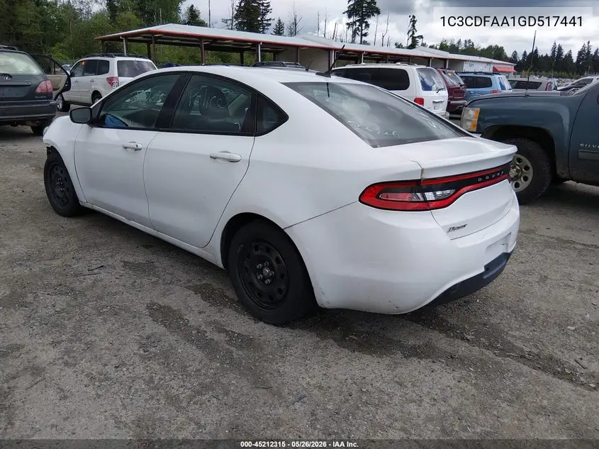 2016 Dodge Dart Se VIN: 1C3CDFAA1GD517441 Lot: 45212315