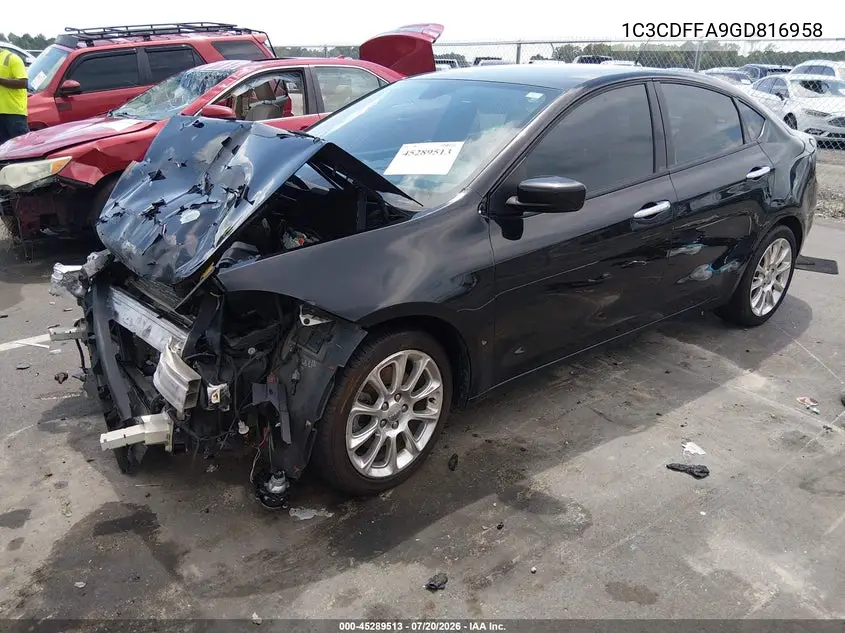 2016 Dodge Dart Sxt Sport VIN: 1C3CDFFA9GD816958 Lot: 45289513