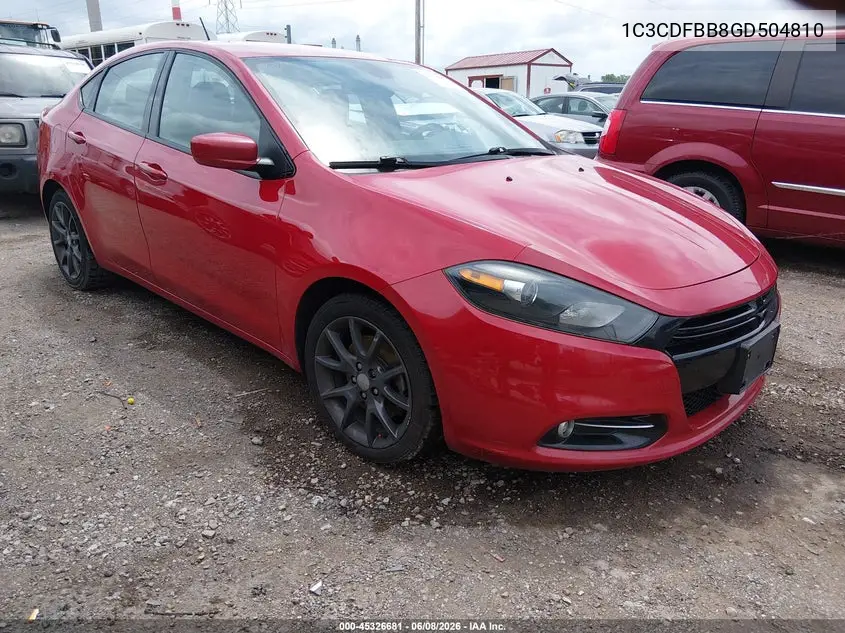 2016 Dodge Dart Sxt VIN: 1C3CDFBB8GD504810 Lot: 45326681