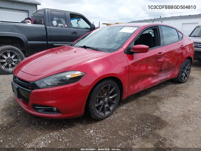 2016 Dodge Dart Sxt VIN: 1C3CDFBB8GD504810 Lot: 45326681