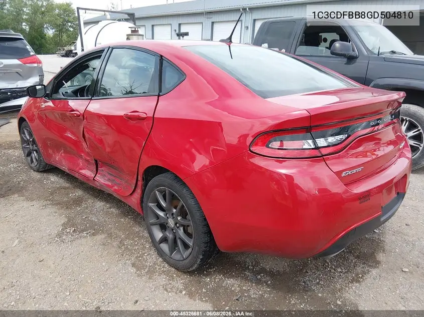 2016 Dodge Dart Sxt VIN: 1C3CDFBB8GD504810 Lot: 45326681