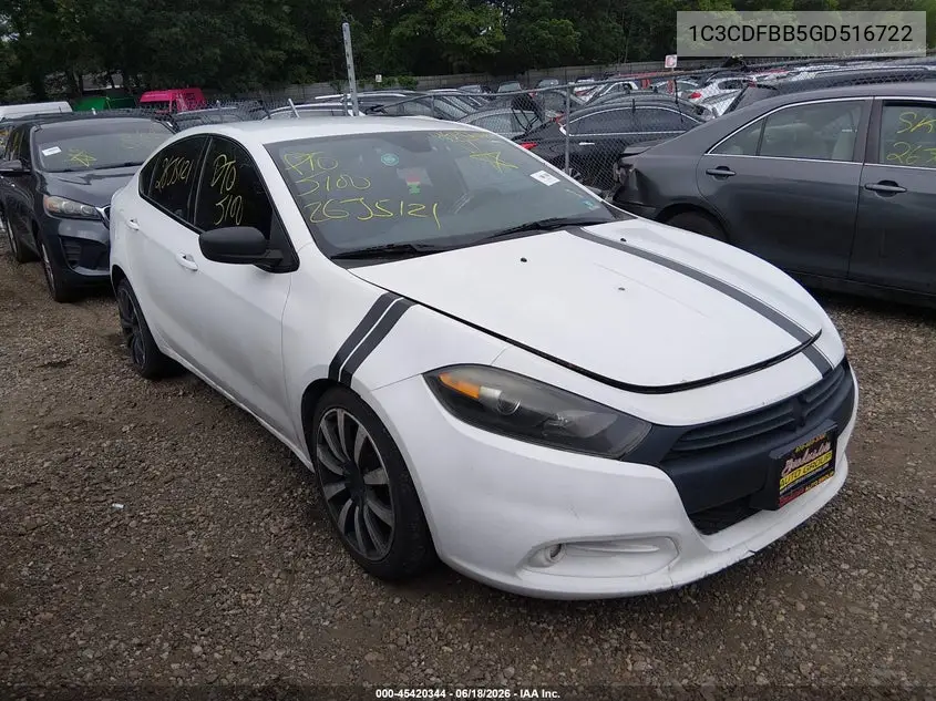 2016 Dodge Dart Sxt VIN: 1C3CDFBB5GD516722 Lot: 45420344