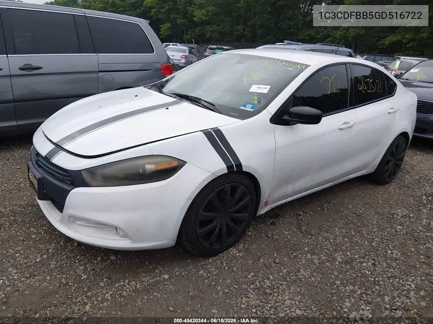 2016 Dodge Dart Sxt VIN: 1C3CDFBB5GD516722 Lot: 45420344