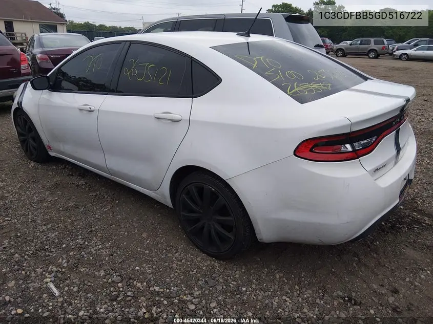 2016 Dodge Dart Sxt VIN: 1C3CDFBB5GD516722 Lot: 45420344