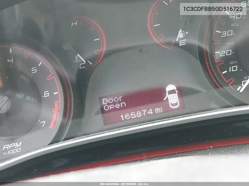 2016 Dodge Dart Sxt VIN: 1C3CDFBB5GD516722 Lot: 45420344