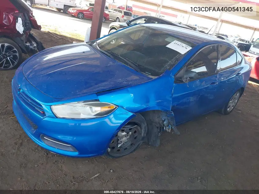 2016 Dodge Dart Se VIN: 1C3CDFAA4GD541345 Lot: 45427676