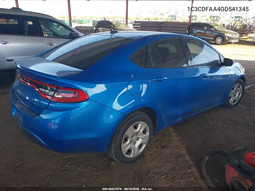 2016 Dodge Dart Se VIN: 1C3CDFAA4GD541345 Lot: 45427676