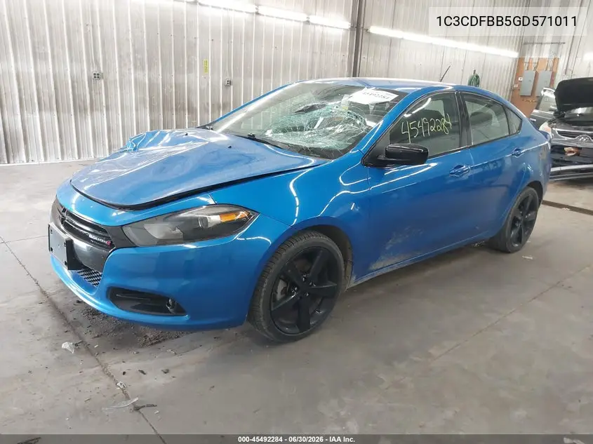 2016 Dodge Dart Sxt VIN: 1C3CDFBB5GD571011 Lot: 45492284