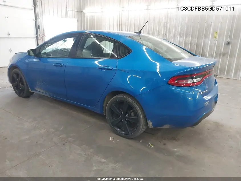 2016 Dodge Dart Sxt VIN: 1C3CDFBB5GD571011 Lot: 45492284