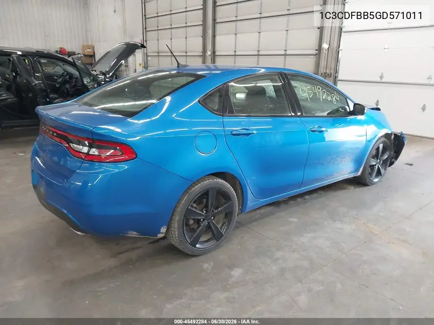 2016 Dodge Dart Sxt VIN: 1C3CDFBB5GD571011 Lot: 45492284