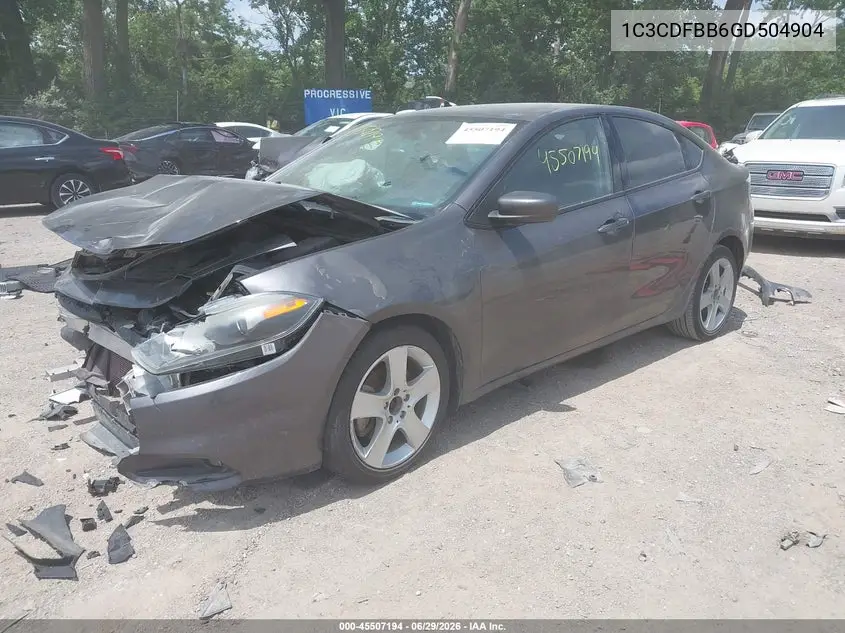 2016 Dodge Dart Sxt VIN: 1C3CDFBB6GD504904 Lot: 45507194