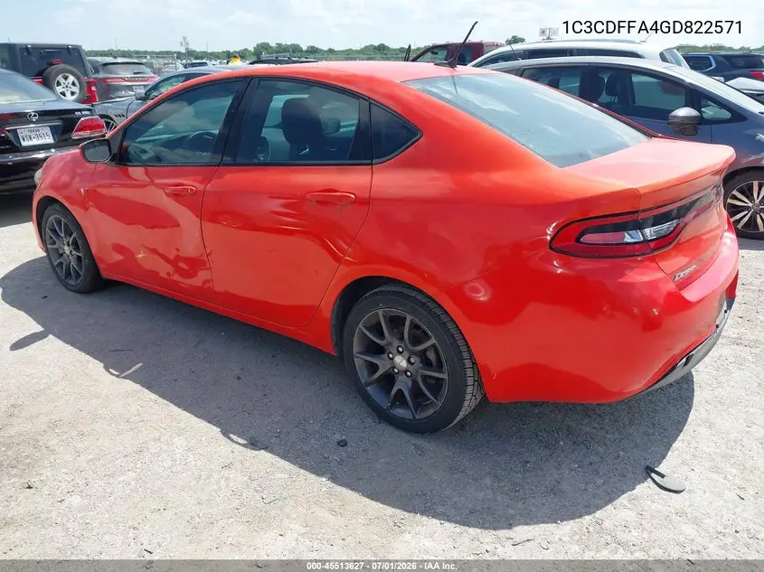 2016 Dodge Dart Sxt Sport Rallye VIN: 1C3CDFFA4GD822571 Lot: 45513627