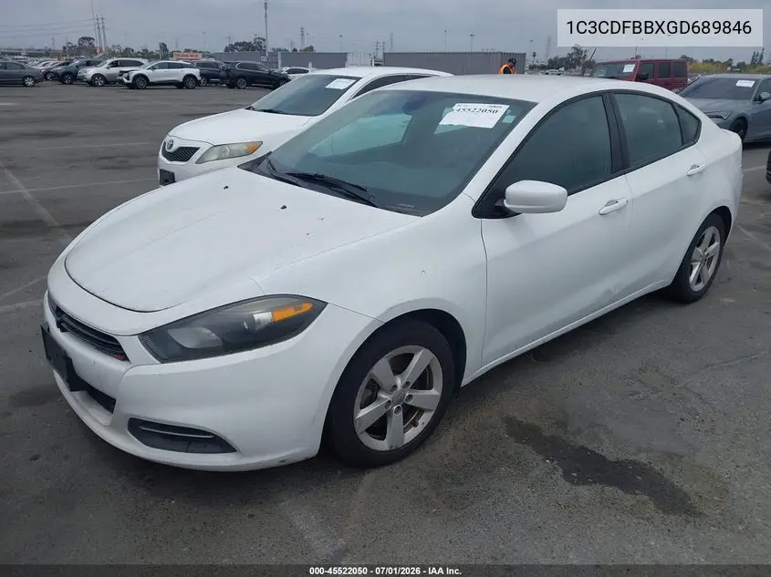 2016 Dodge Dart Sxt VIN: 1C3CDFBBXGD689846 Lot: 45522050