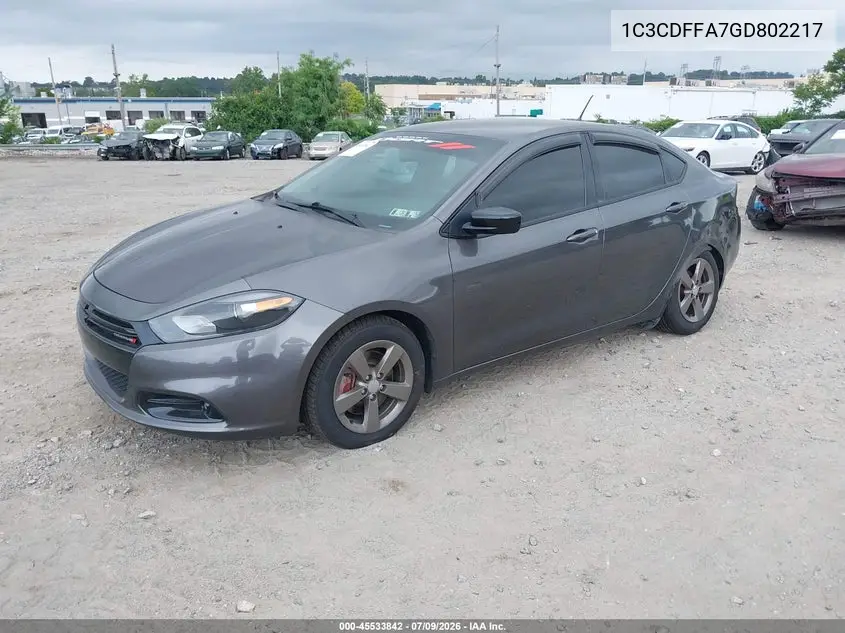 2016 Dodge Dart Sxt Sport Blacktop VIN: 1C3CDFFA7GD802217 Lot: 45533842