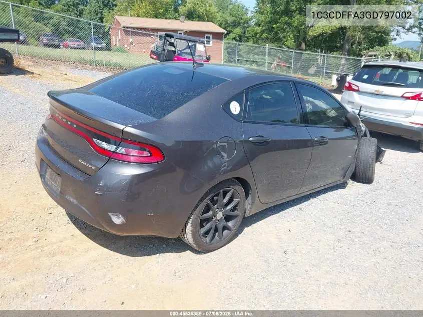 2016 Dodge Dart Sxt Sport Rallye VIN: 1C3CDFFA3GD797002 Lot: 45535385