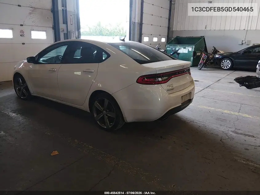 2016 Dodge Dart Gt VIN: 1C3CDFEB5GD540465 Lot: 45542514