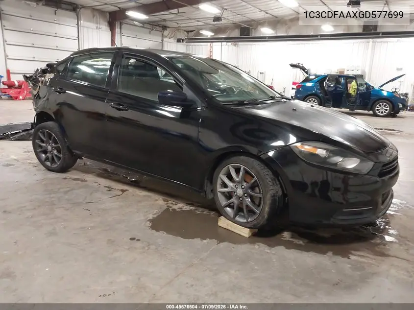 2016 Dodge Dart Se VIN: 1C3CDFAAXGD577699 Lot: 45576504