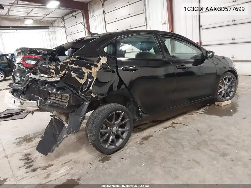 2016 Dodge Dart Se VIN: 1C3CDFAAXGD577699 Lot: 45576504