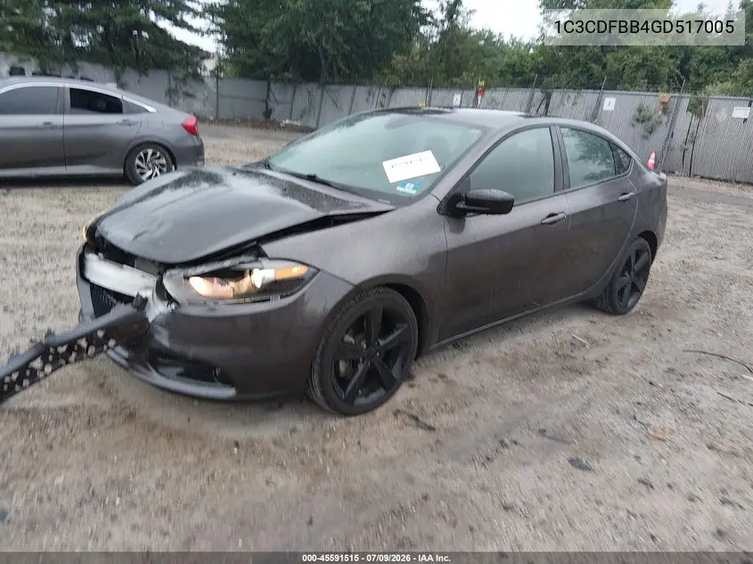2016 Dodge Dart Sxt VIN: 1C3CDFBB4GD517005 Lot: 45591515