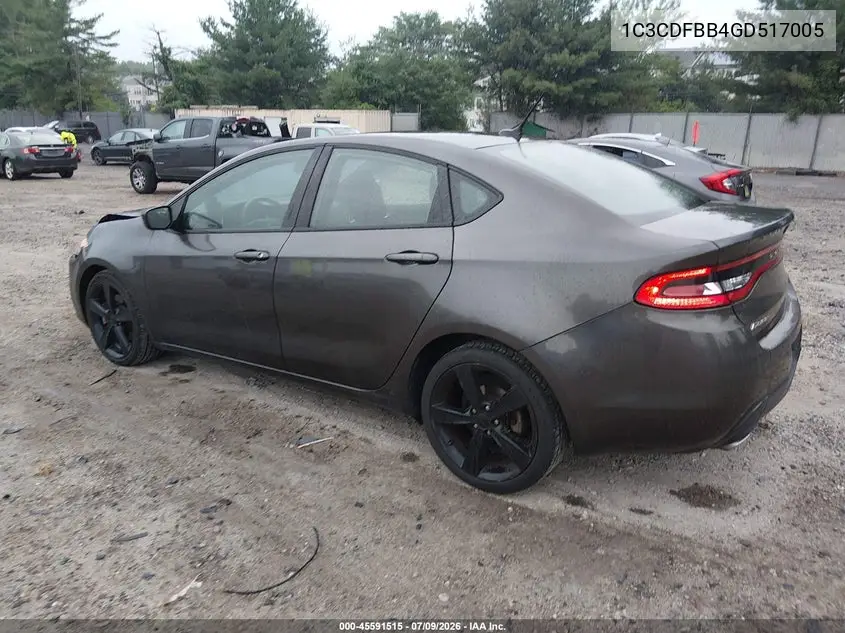 2016 Dodge Dart Sxt VIN: 1C3CDFBB4GD517005 Lot: 45591515