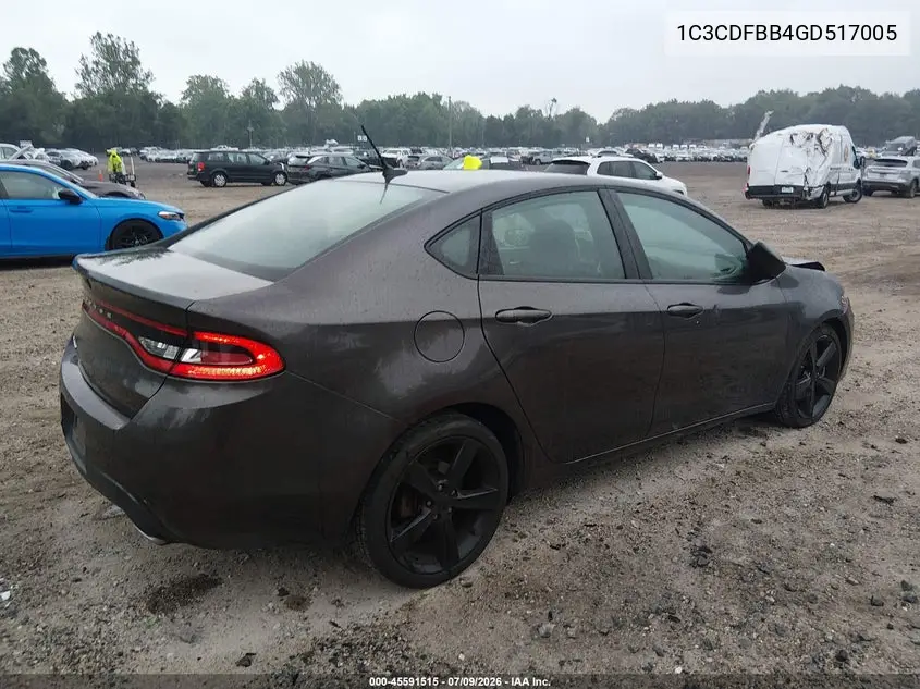 2016 Dodge Dart Sxt VIN: 1C3CDFBB4GD517005 Lot: 45591515