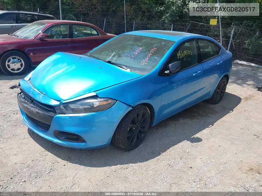 2016 Dodge Dart Sxt Sport Blacktop VIN: 1C3CDFFAXGD820517 Lot: 45606593