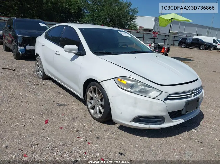 2016 Dodge Dart Se VIN: 1C3CDFAAXGD736866 Lot: 45611585