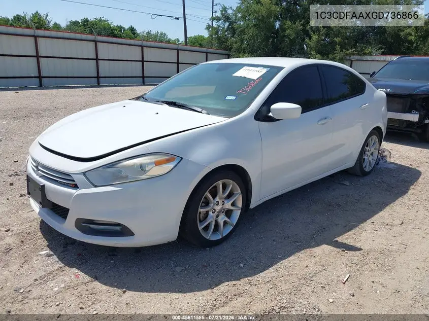 2016 Dodge Dart Se VIN: 1C3CDFAAXGD736866 Lot: 45611585
