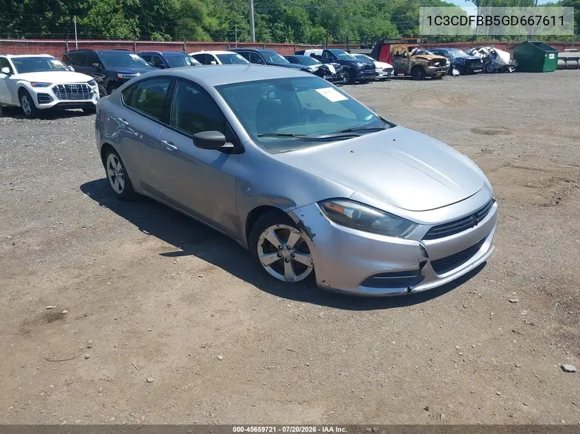 2016 Dodge Dart Sxt VIN: 1C3CDFBB5GD667611 Lot: 45659721