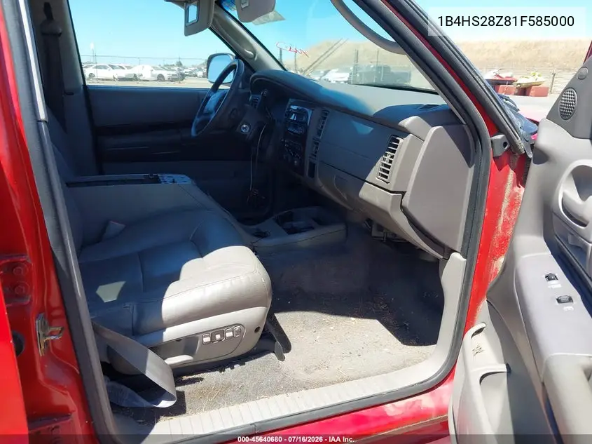 2001 Dodge Durango Slt VIN: 1B4HS28Z81F585000 Lot: 45640680