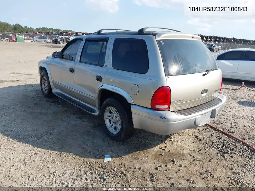 1B4HR58Z32F100843 2002 Dodge Durango Slt Plus