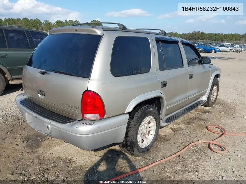 1B4HR58Z32F100843 2002 Dodge Durango Slt Plus
