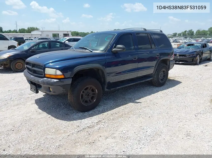 2003 Dodge Durango Sport/Sxt VIN: 1D4HS38N83F531059 Lot: 45653158