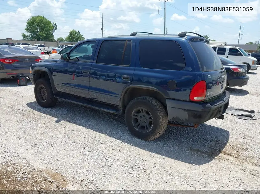 2003 Dodge Durango Sport/Sxt VIN: 1D4HS38N83F531059 Lot: 45653158