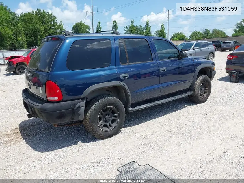 2003 Dodge Durango Sport/Sxt VIN: 1D4HS38N83F531059 Lot: 45653158